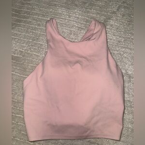 Baby pink high neck sports bra